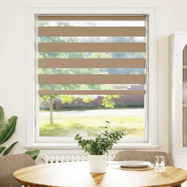vidaXL Doppelrollo Sandbraun 115x100 cm Stoffbreite 110,9 cm Polyester