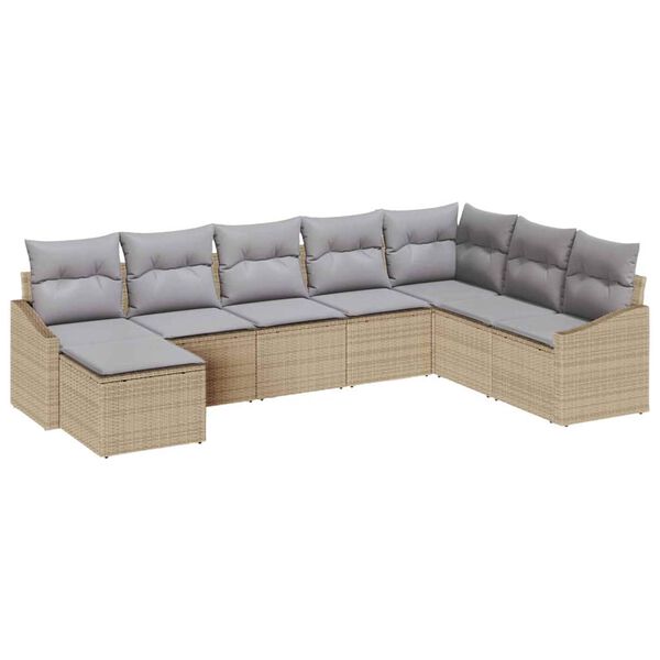 vidaXL Sofa Set mit Kissen 8 pcs Beige Poly-Rattan