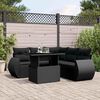 vidaXL 6-tlg. Garten-Sofagarnitur mit Kissen Schwarz Poly Rattan