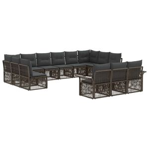 vidaXL Gartensofa-set 13 Stk. Grau Poly-Rattan