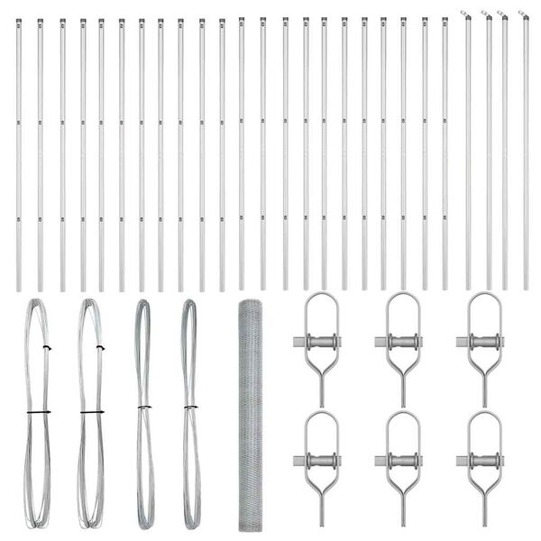 vidaXL Zaun mit Pfosten Silber 1,5 x 50 m PVC-beschichteter Stahl