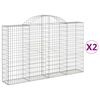 vidaXL Gabionen mit Hochbogen 2 Stk. 200x30x120/140cm Verzinktes Eisen