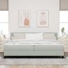 vidaXL LED Boxspringbett mit Matratze Hellgrau 200 x 200 cm Samt