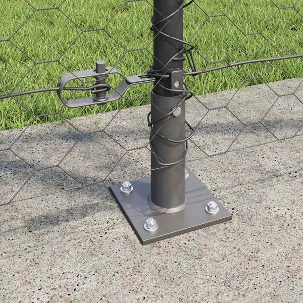 vidaXL Zaun mit Pfosten Grau 1,2 x 25 m PVC-beschichteter Stahl