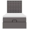 vidaXL Ottoman-Bett mit Matratze & LEDs Grau 80x200 cm Kunstleder
