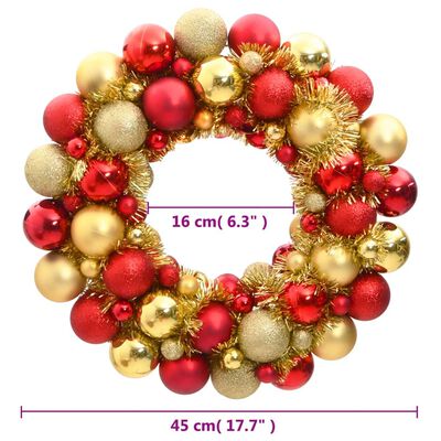vidaXL Weihnachtskranz Rot und Golden 45 cm Polystyrol