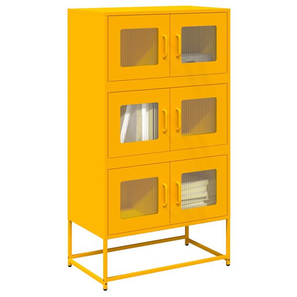 vidaXL Highboard Senfgelb 68x39x123 cm Stahl