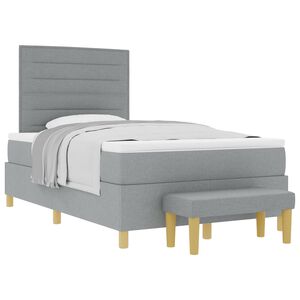 vidaXL Boxspringbett mit Matratze Hellgrau 120 x 200 cm Stoff