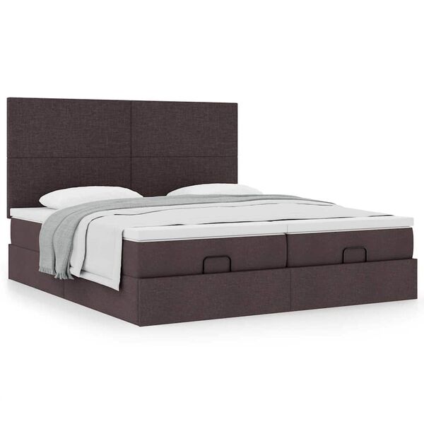 vidaXL Ottoman-Bett mit Matratzen Dunkelbraun 180x200 cm Stoff