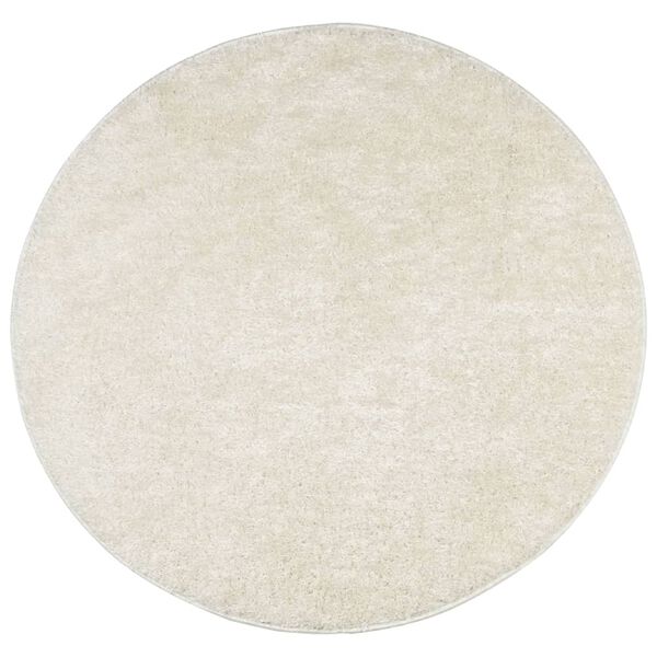 vidaXL Teppich ISTAN Hochflor Gl&auml;nzend Creme &Oslash; 80 cm