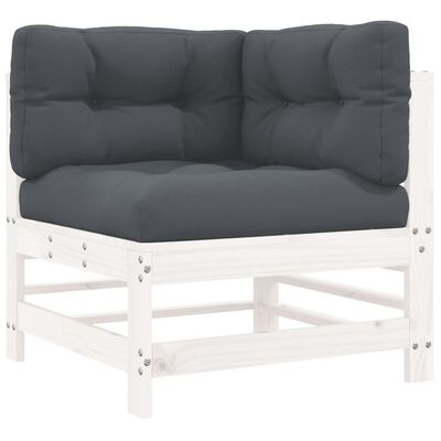 vidaXL Ecksofas mit Kissen 2 Stk. Weiß Massivholz Kiefer