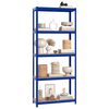 vidaXL Regale mit 5 B&ouml;den 2 Stk. Blau Stahl & Holzwerkstoff