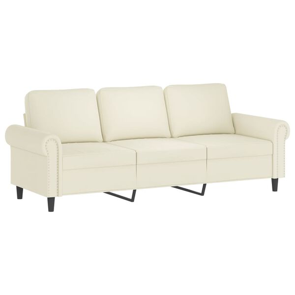 vidaXL 2-tlg. Sofagarnitur mit Kissen Creme Samt
