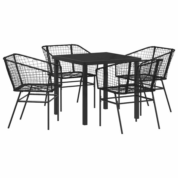 vidaXL Garten Essgruppe 5 pcs Schwarz Poly-Rattan