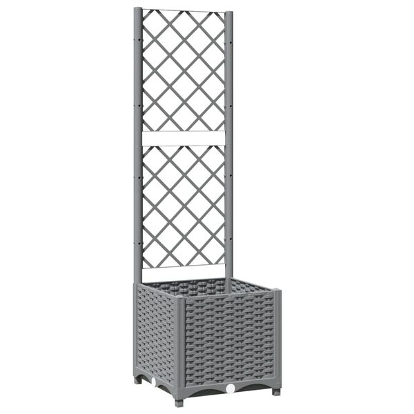vidaXL Pflanzk&uuml;bel mit Rankgitter Hellgrau 40x40x136 cm PP