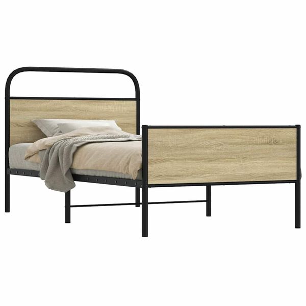 vidaXL Bettgestell ohne Matratze 107x203 cm Sonoma-Eiche Holzwerkstoff