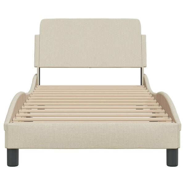vidaXL Bettgestell mit Kopfteil "Dover" Creme 90x190 cm Stoff