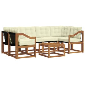 vidaXL Outdoor-Sofagarnitur 7 stk. Natur und Creme