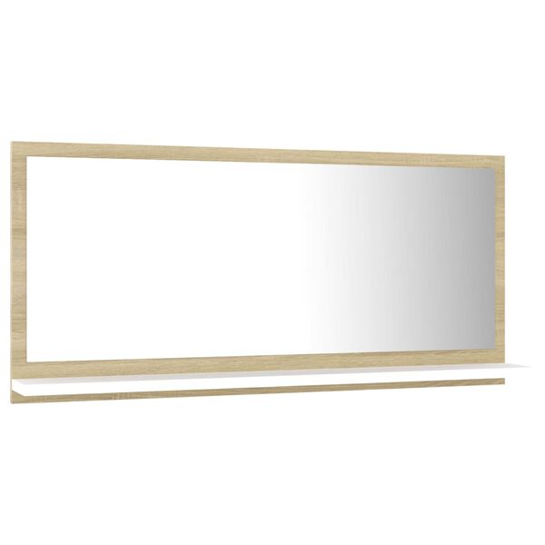 vidaXL Badspiegel Wei&szlig; und Sonoma-Eiche 80x10,5x37cm Holzwerkstoff