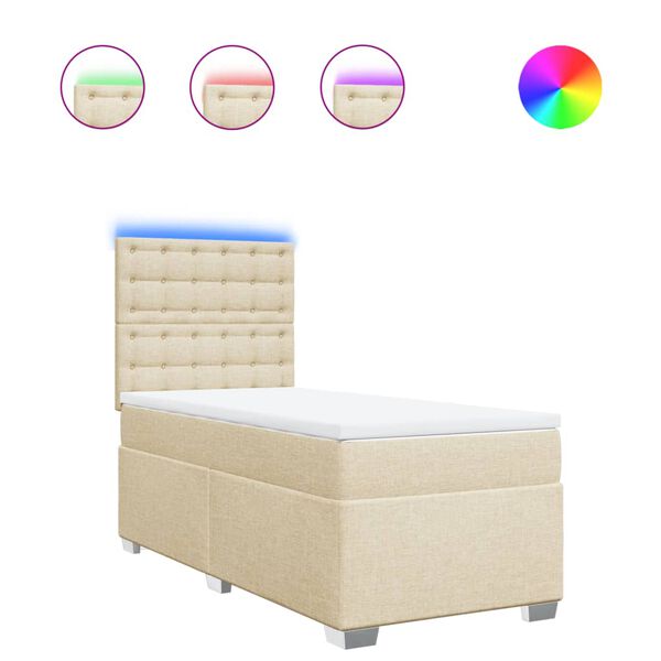 vidaXL Boxspringbett mit Matratze Creme 90x190 cm Stoff