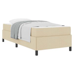 vidaXL Boxspringbett mit Matratze Creme 90 x 190 cm Stoff