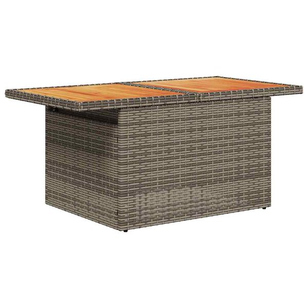 vidaXL 6-tlg. Garten-Sofagarnitur mit Kissen Grau Poly Rattan Akazie