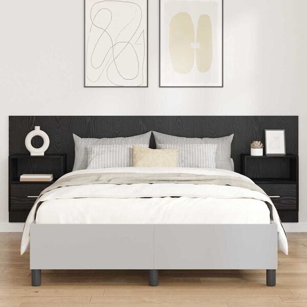 vidaXL Kopfteil mit Schrank 3 pcs Schwarz Eichen-Optik Holzwerkstoff