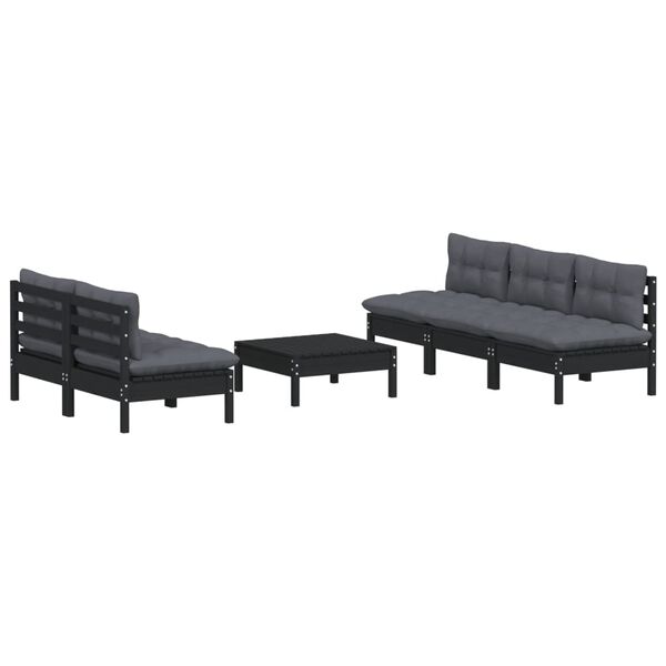 vidaXL 6-tlg. Garten-Lounge-Set mit Anthrazit Kissen Kiefernholz