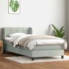 vidaXL Boxspringbett mit Matratze Hellgrau 90x220 cm Samt