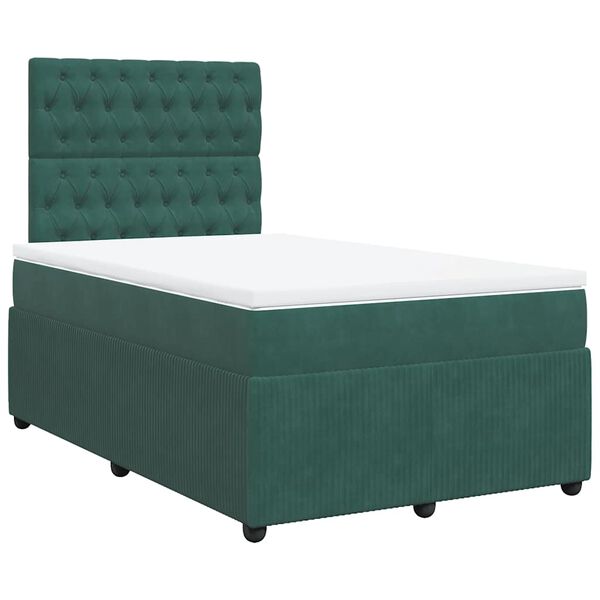 vidaXL Boxspringbett mit Matratze Dunkelgr&uuml;n 120x200 cm Samt
