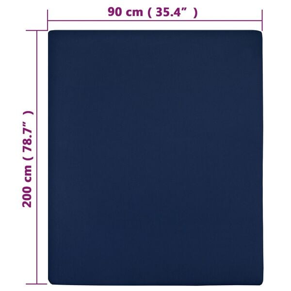 vidaXL Spannbettlaken 2 Stk. Jersey Marineblau 90x200 cm Baumwolle
