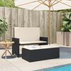 vidaXL Gartenbank mit Kissen und Hocker Schwarz Poly Rattan