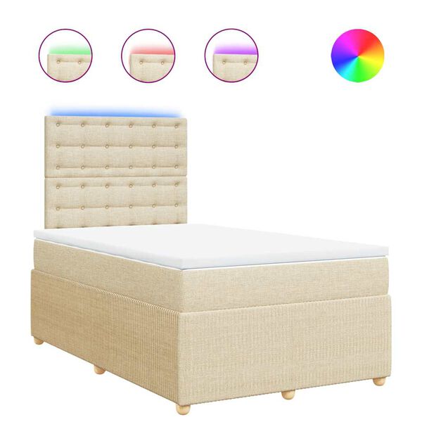 vidaXL Boxspringbett mit Matratze Creme 120x200 cm Stoff