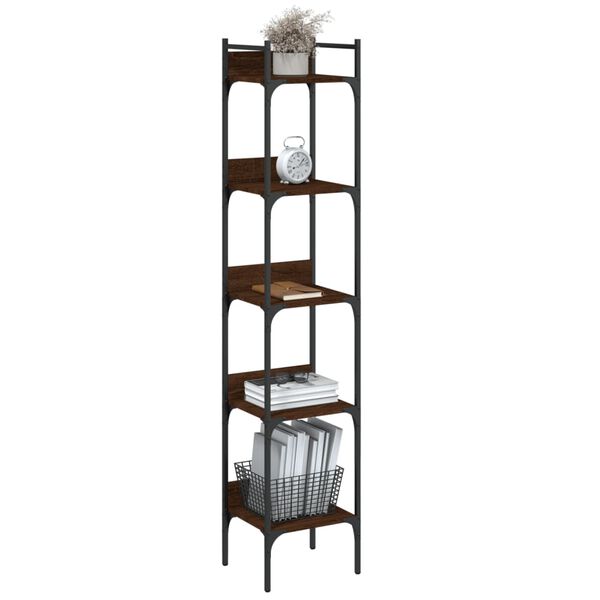 vidaXL B&uuml;cherregal 5 B&ouml;den Braun Eichen-Optik 35x30x174 cm
