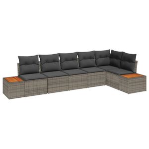 vidaXL Gartensofa-set 6 stk. 6-Sitzanzahl Grau Polyrattan