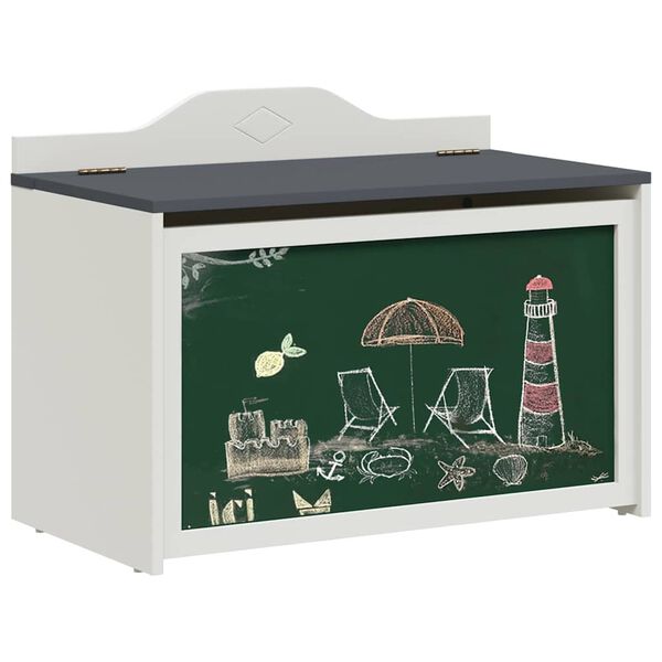 vidaXL Box mit Stauraum und Tafelvorderseite ROROS Grau und Wei&szlig;