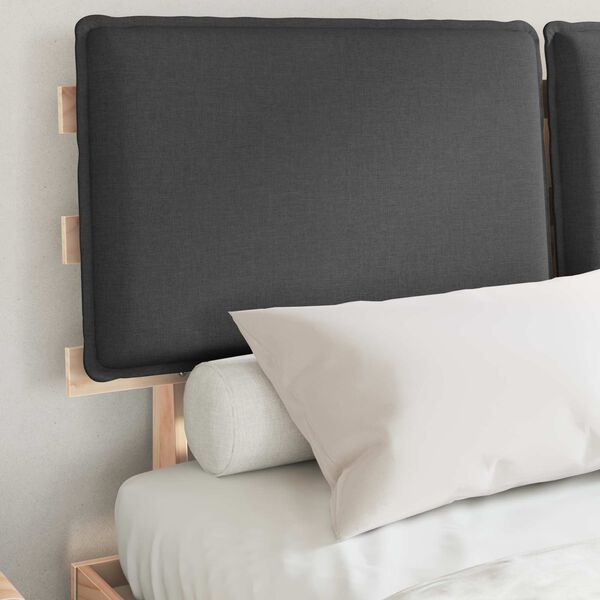 vidaXL Bettgestell mit gepolstertem Kopfteil Dunkelgrau 140 x 190 cm