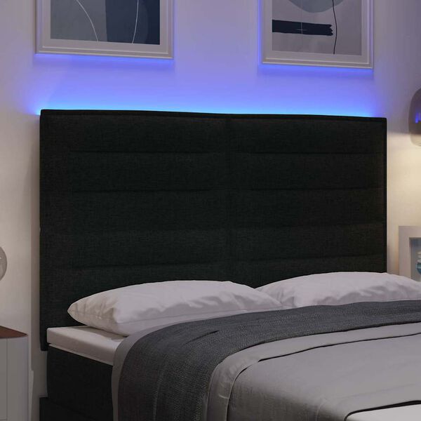 vidaXL LED Kopfteil mit LED-Lichtleisten Schwarz 160 cm Polyester