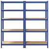 vidaXL Lagerregale mit 5 B&ouml;den 2 Stk. Blau Stahl & Holzwerkstoff