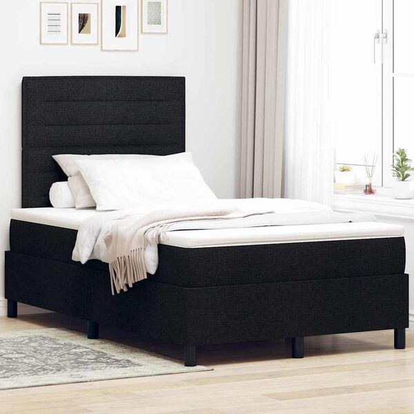 vidaXL Boxspringbett mit Matratze Schwarz 120 x 200 cm Stoff