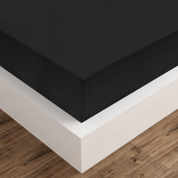 vidaXL Spannbettlaken 2 Stk. 180x200 cm Baumwolle Schwarz