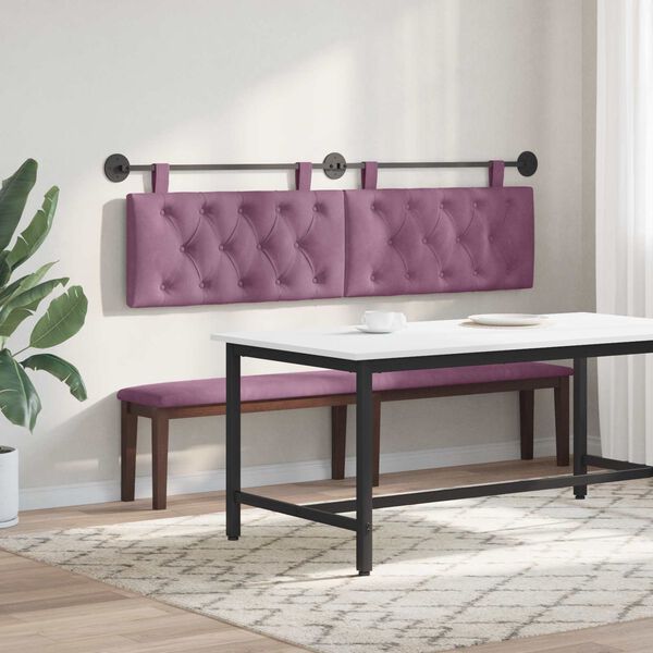vidaXL H&auml;ngevorderseite Wandmontiert Lila 190 x 55 x 7 cm Samt