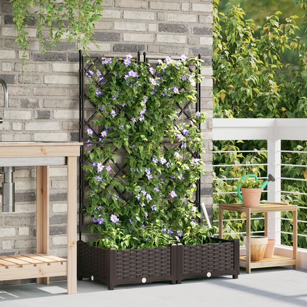 vidaXL Garten-Pflanzgef&auml;&szlig; 2 pcs Braun 80 x 40 x 125,5 cm Stahl