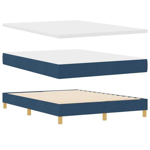 vidaXL Boxspringbett mit Matratze Blau 200 x 160 cm Polyester