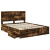 vidaXL Bettrahmen Ger&auml;ucherte Eiche 150 x 200 cm Ingenieurs Holz
