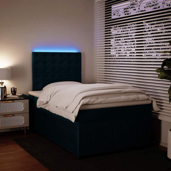 vidaXL Boxspringbett mit Matratze Blau 120x200 cm Samt