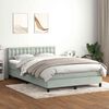vidaXL Boxspringbett mit Matratze & LED Hellgrau 160x210 cm Samt