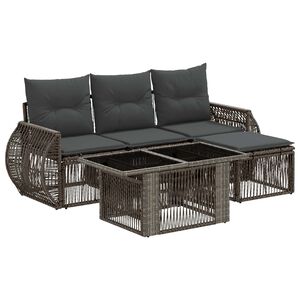 vidaXL Gartensofa-set 5 stk. Grau und Dunkelgrau Poly-Rattan