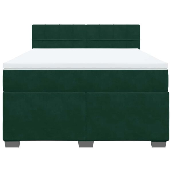 vidaXL Boxspringbett mit Matratze Dunkelgr&uuml;n 160x200 cm Samt
