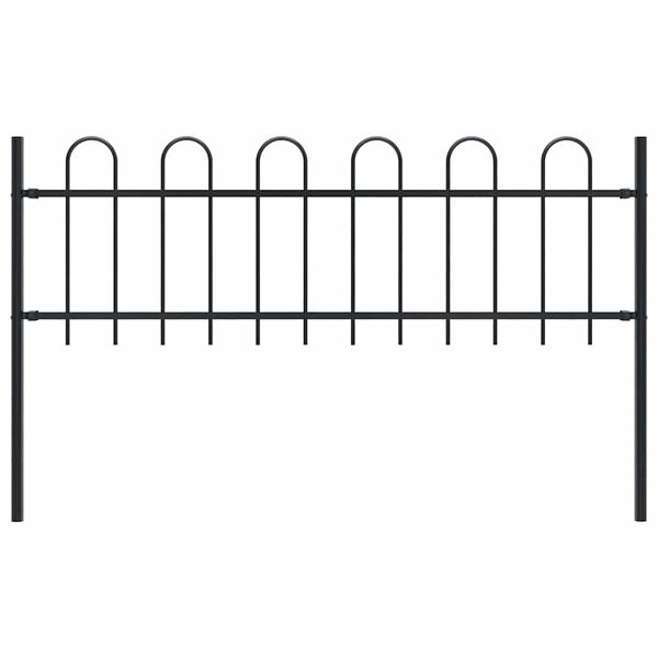 vidaXL Gartenzaun mit B&uuml;gel-Design Stahl 1,8 m Schwarz